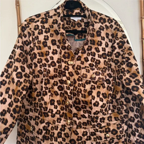Charter Club Brown Leopard Print Utility Jacket - Picture 2 of 5
